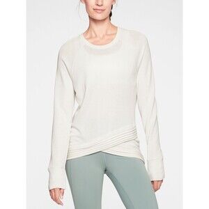 Athleta Serenity Criss Cross Sweatshirt Womens XXS White Modal Activewear